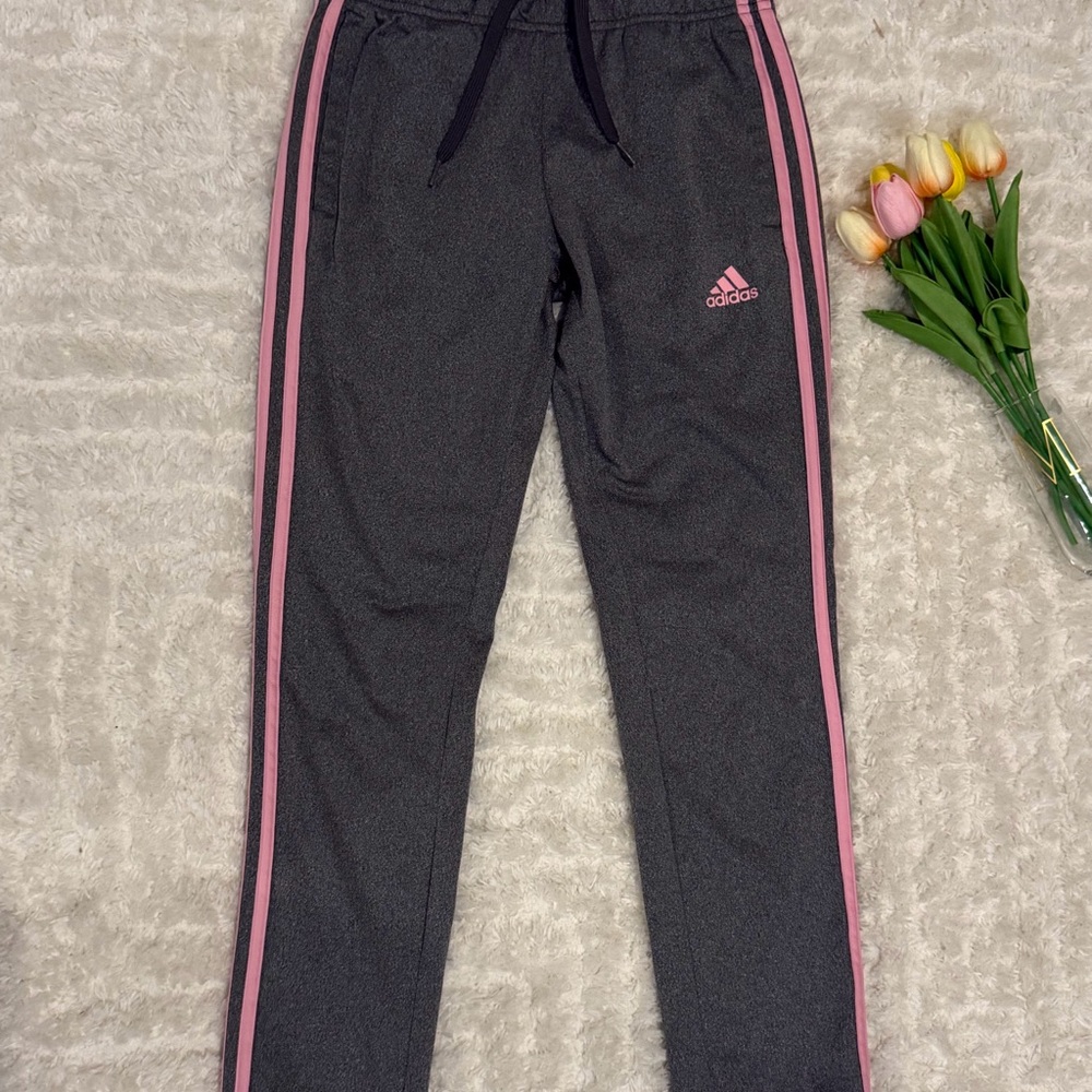 Adidas Women's Gray and Pink Joggers